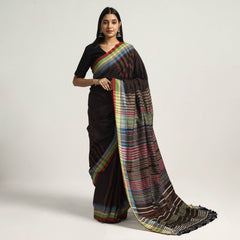 Brown - Organic Kala Cotton Bhujodi Handloom Saree