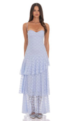 Sweetheart Neckline Tiered Ruffle Skirt Maxi Dress