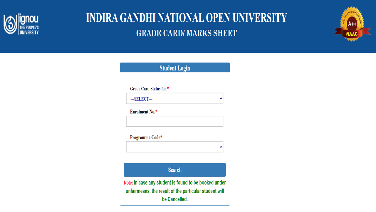 IGNOU Grade Card 2023 Link Here, Know How to Check Marks