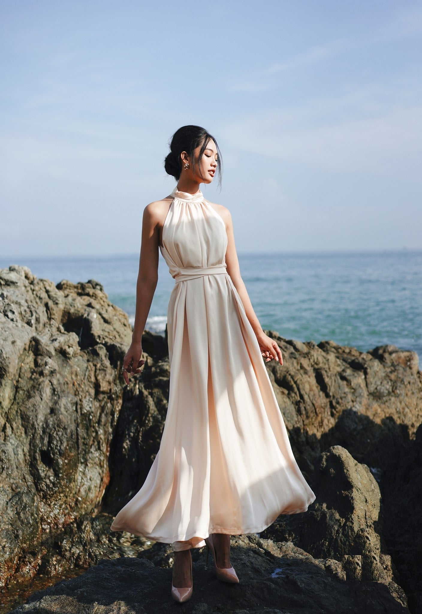 Selena Halter Silk Dress