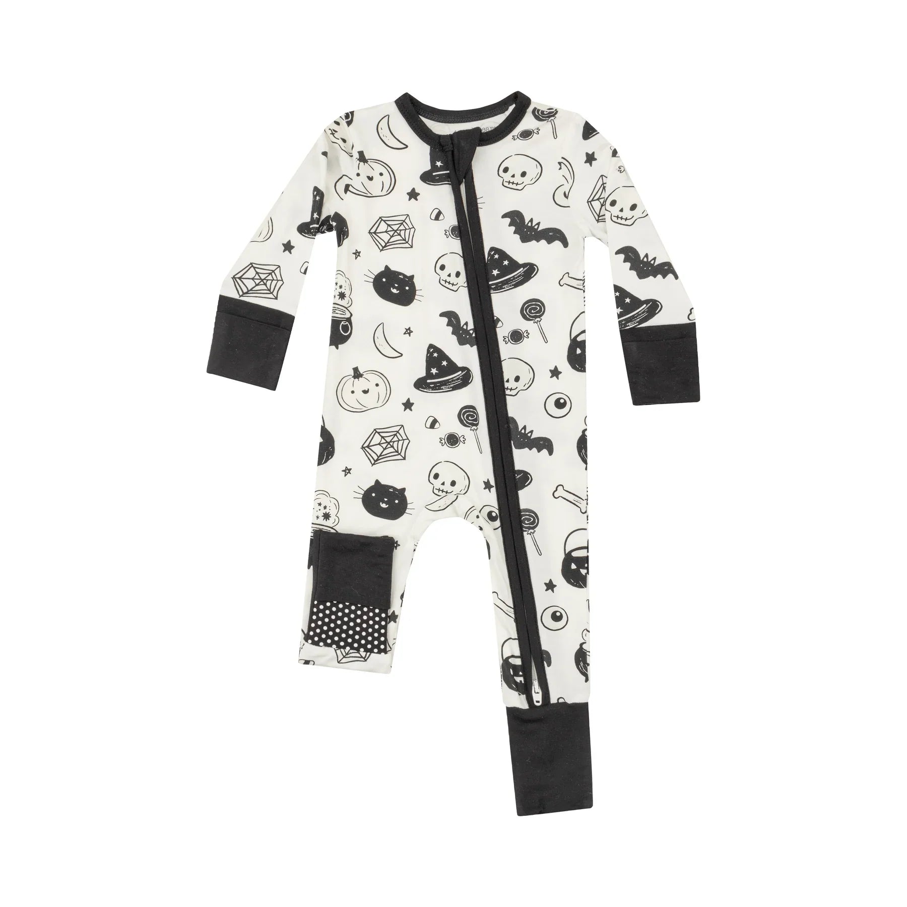 Angel Dear 2-Way Zipper Romper | Black & White Glow-in-the-Dark