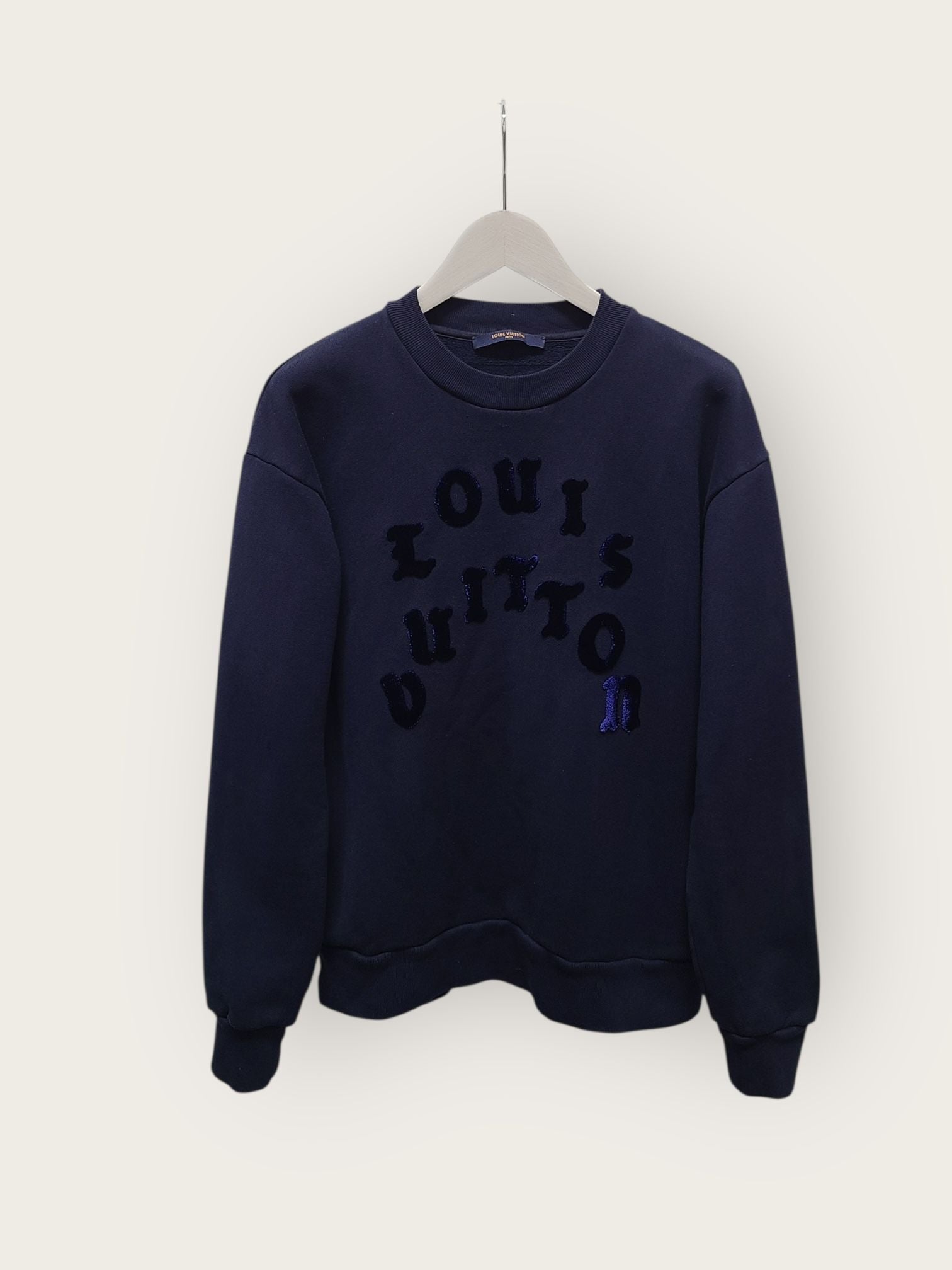 Louis Vuitton Dark Blue Lettering Logo Pullover Crewneck Knit 151678022