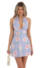 Floral Halter Dress in Lavender