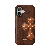 Brown Polka Cross iPhone Case