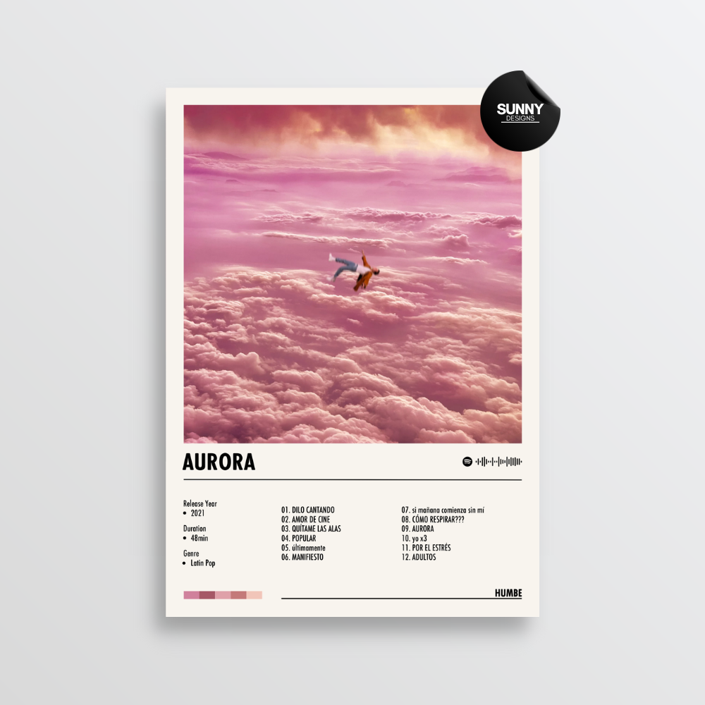 HUMBE AURORA merch custom album cover poster music poster personalized gifts poster mockup poster template album posters for wall Sunny Designs Poster