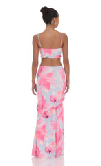 Floral Ruffle Two Piece Set in Blue