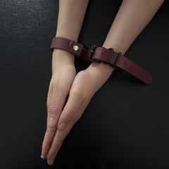 Luxe Chain( 3 in 1 Convertible Leather Bracelet, Handcuffs & Choker Necklace)(Garnet)