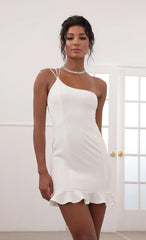 Shoulder Ruffle Dress in White
