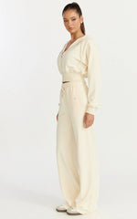 Selene Pants - Tie Waist Sweatpants in Cream