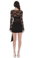 Sheer Lace Cutout Cress in Black