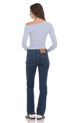 Button-Fly Slim Jeans in Dark Blue