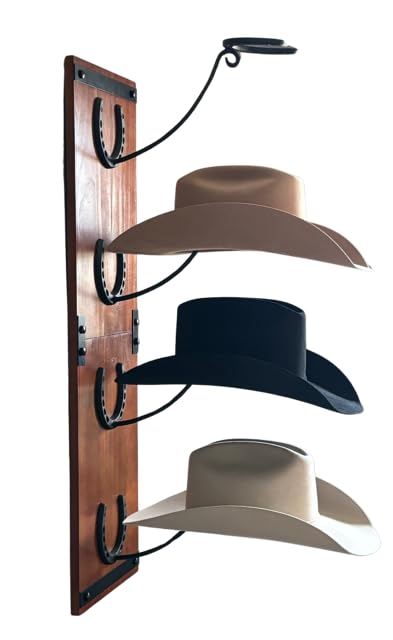 R828 Ranch Cowboy Hat Rack For Wall Mount (34.6 X 10.1 X 13.5 ) | Wood Cowboy Hat Holder | Hanging Western Hat Rack W/Me
