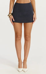 Georgie Mini Skort - Low Rise Pinstripe Skort in Dark Navy