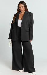 Selena Pants - High Waisted Wide Leg Tailored Pants in Black