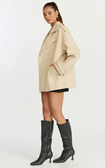 Saskia Coat - Double Breasted Short Wool Like Coat in Cream