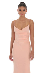Lace Open Back Maxi Dress in Pink