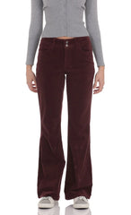 Corduroy Flare Jeans in Burgundy