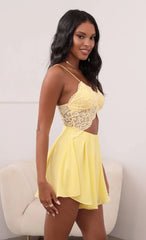 Cutout Lace Romper in Yellow