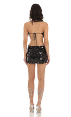 Sequin Cutout Dress in Black