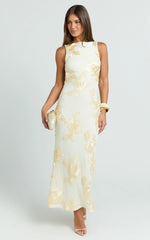 Freya Midi Dress - Boat Neck Backless Dress in Yellow