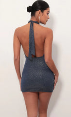 Bodycon Dress In Blue Shimmer