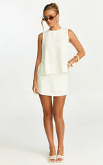 Eddie Top - Linen Blend Shell Top in White