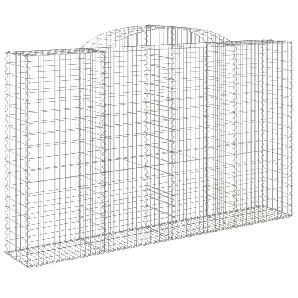Panier de gabions clôture cage mur de soutènement arqué 300 x 50 x 180/200 cm fer galvanisé Argent 02_0040062
