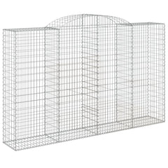 Panier de gabions clôture cage mur de soutènement arqué 300 x 50 x 180/200 cm fer galvanisé Argent 02_0040062