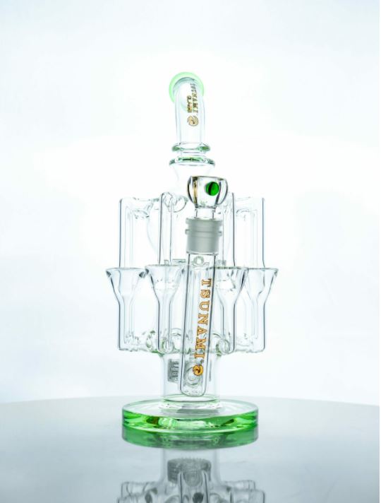 Tsunami 13″ Showerhead Eight Tube Recycler Water Pipe Rig - Green