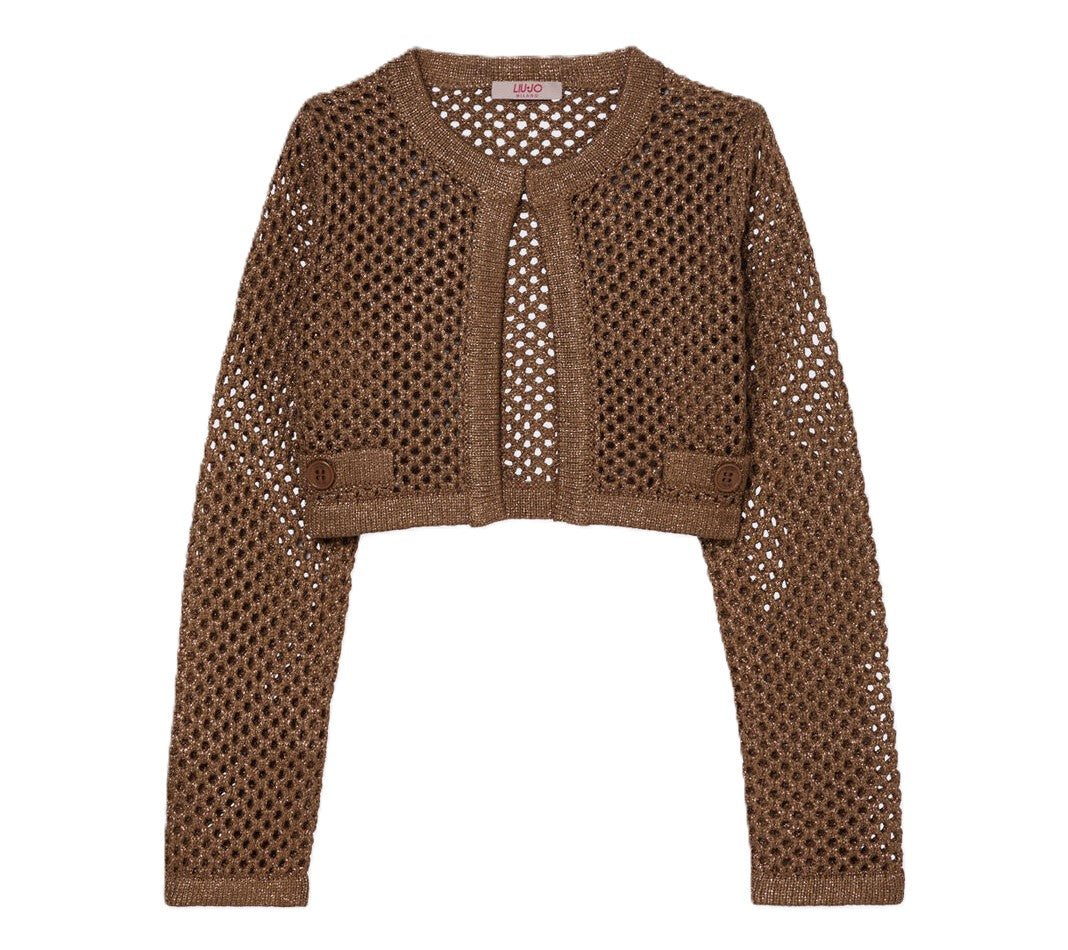LIU JO Cardigan traforato in viscosa con logo