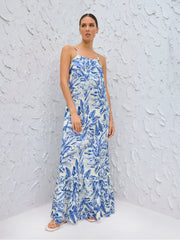 Printed Cotton Poplin Fari Dress - Toile Blu