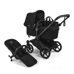 Black Bugaboo Donkey 6 Single to Double Stroller with Bassinet - 3/4 Front View | Bambi Baby