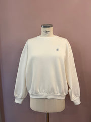 Sweater in Offwhite mit rot-blauem "LUCKY everyday"- Print von by-bar