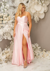blush pink dress for bridesmaid Ophelia Sweetheart A-Line Stretch Satin Bridesmaid Dress-parroquiadesanalbertomagno.com