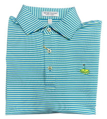 Peter Millar Linden Performance Jersey Polo: Riverbed with Pimento Cheese
