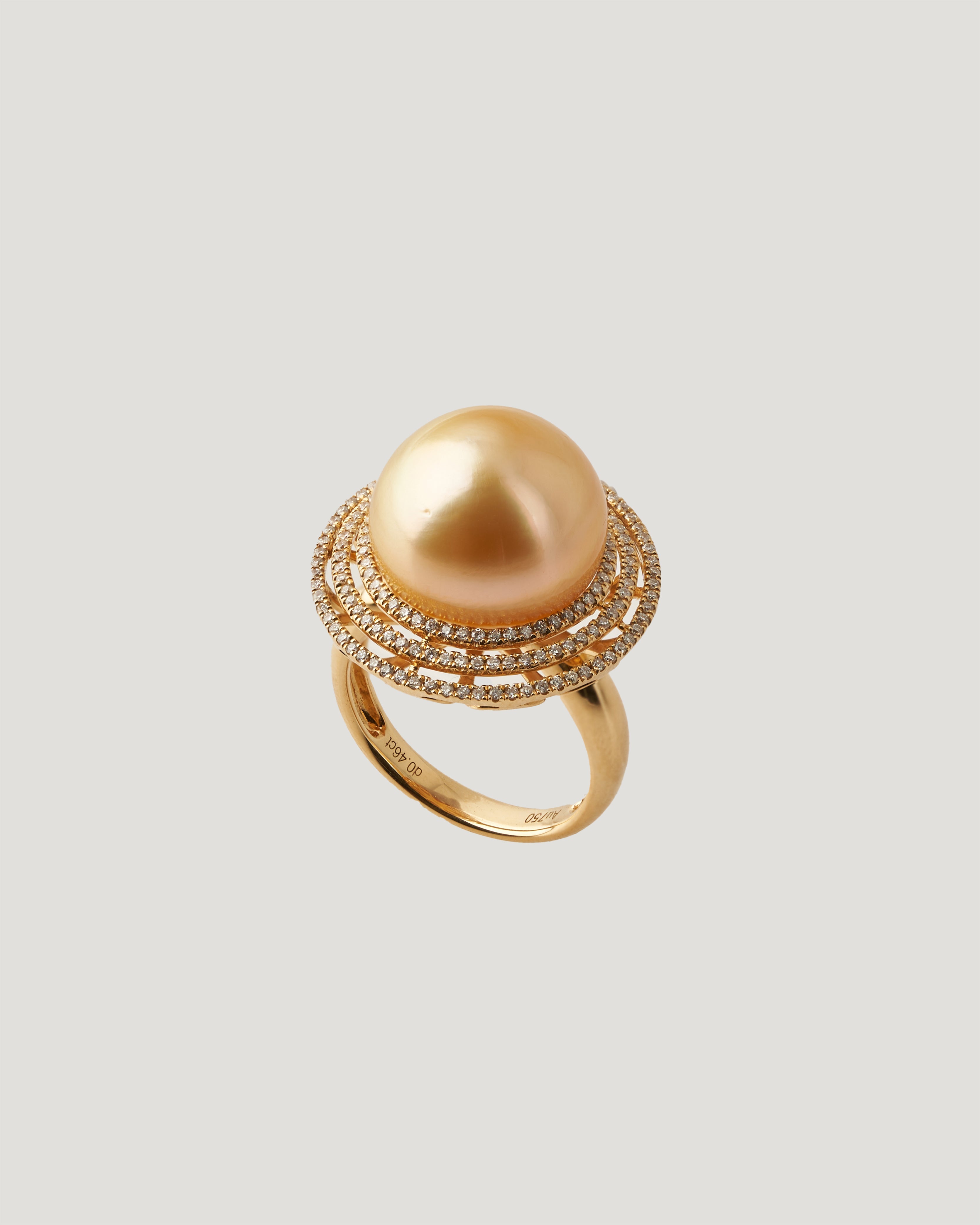 Golden South Sea Pearl Ring with Diamonds