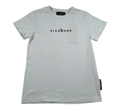 John Richmond T-Shirt Girocollo Tinta Unita con Logo per Bambino RGP26049TS AZZURRO JOHN RICHMOND