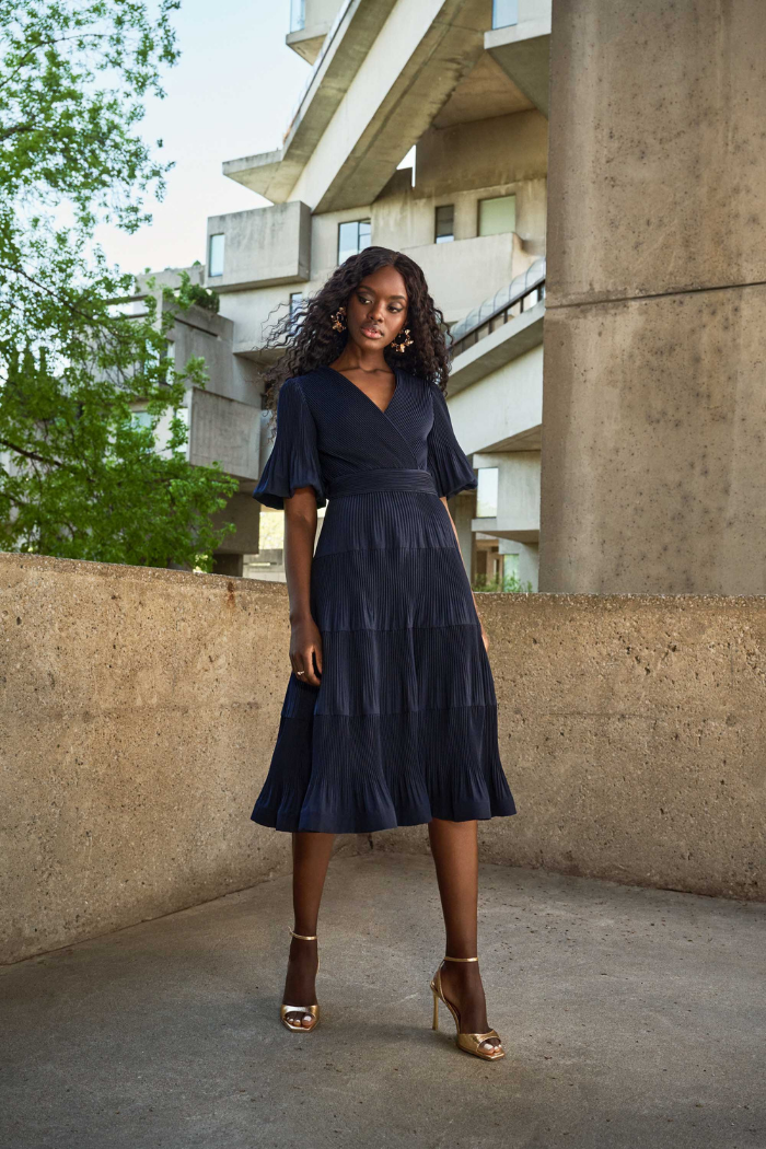 Pleated Woven Fit and Flare Dress Ribkoff 251905