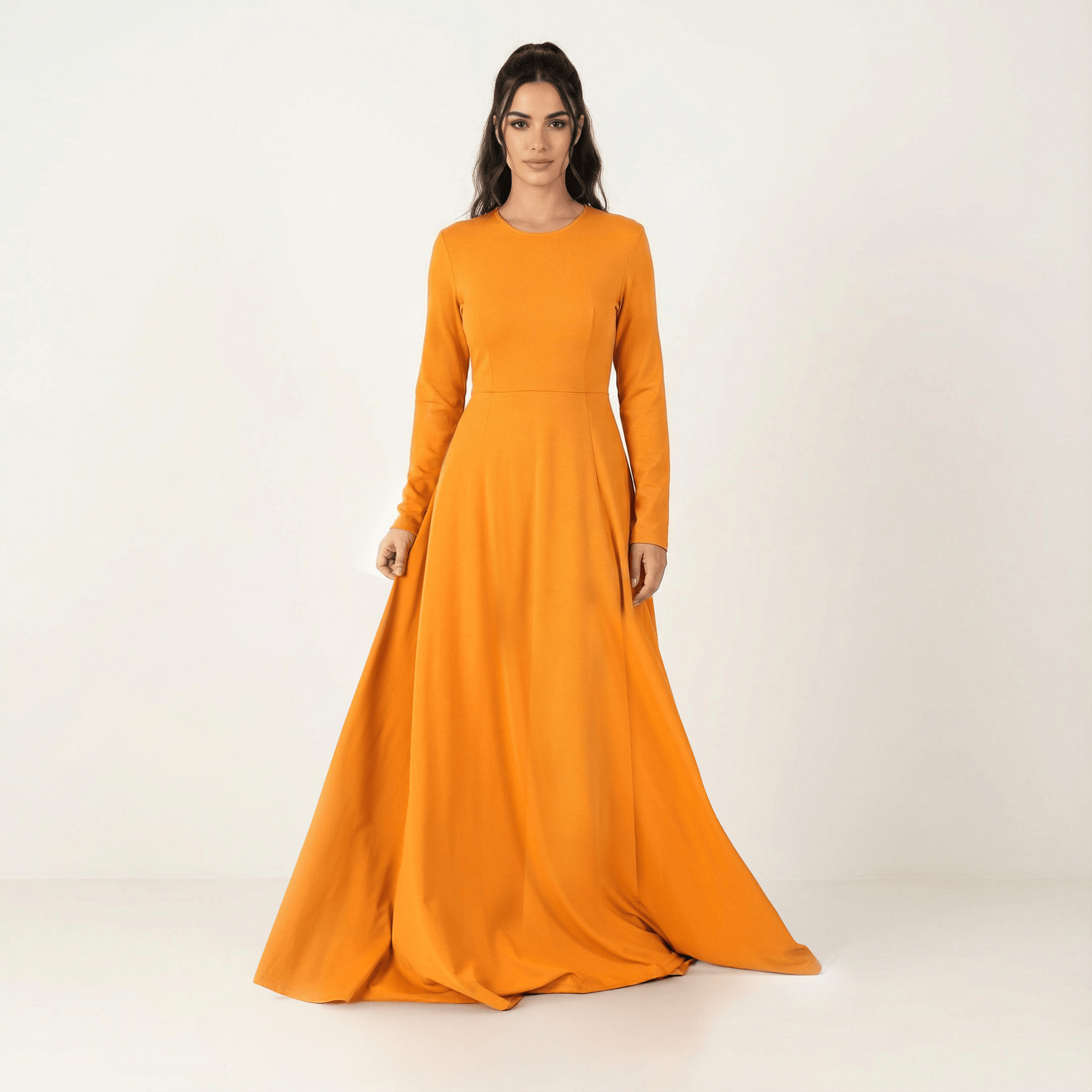 Women's A-line modest maxi dress in elegant style - Kabayare Fashion