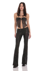 Flyaway Sequin Two Piece Set in Black