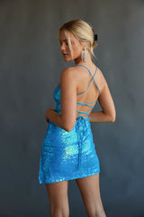 Dana Sequin Lace Up Mini Dress