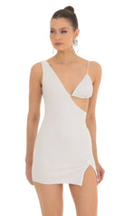 Shimmer Bust Cutout Dress in White