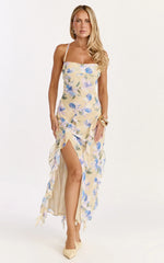 Juliette Maxi Dress - Ruffle Split Leg Dress in Femme Floral