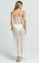 Safiya Midi Dress - Sweetheart Lace A Line Dress With Slip in White