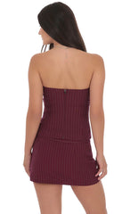 Striped Mini Skort in Burgundy