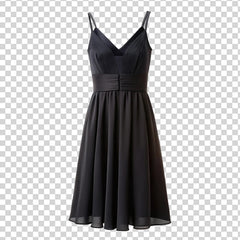 A black dress on a mannequin on transparent background