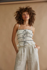 Alicia Ruffle Smocked Bow Top