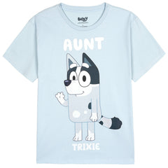 Bluey Aunt Trixie Women's Short Sleeve T-Shirt Blue Grey