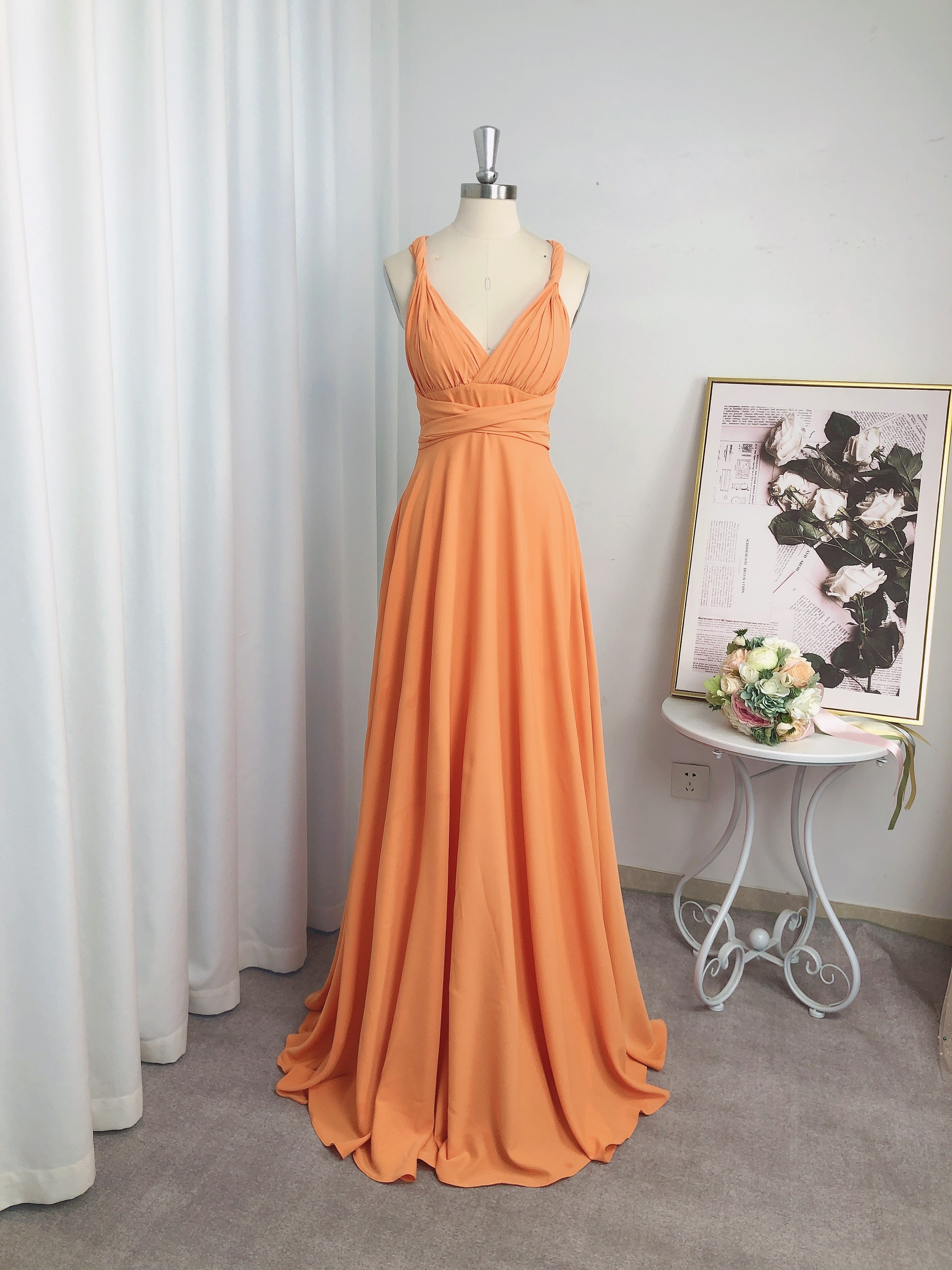 Classic Ruched V-Neck Jersey Sleeveless Bridesmaid Dresses-Ballbella