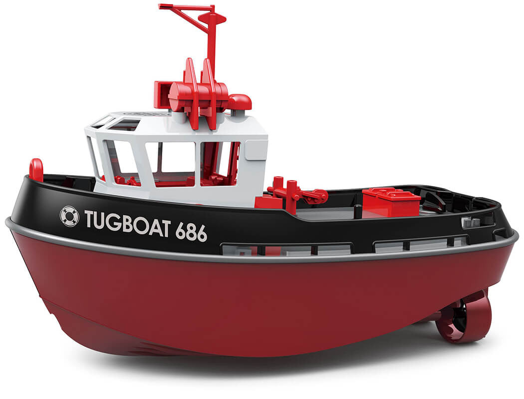 Remorqueur Radio-commandé 230mm Heng Long 1/72 Tugboat 686 noir - Breizh Modélisme.